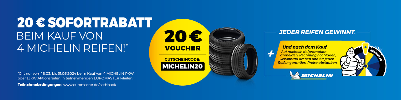 20 € Sofortrabatt beim Kauf von 4 Michelin Reifen